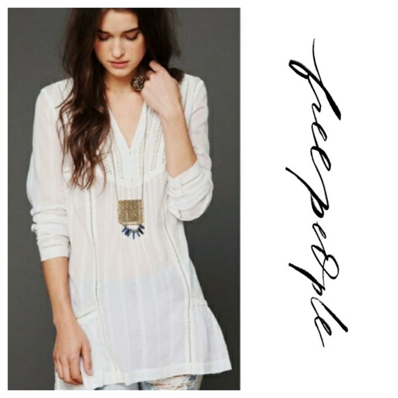 Free People Embroidered Peasant Tunic Top - Picture 1 of 8